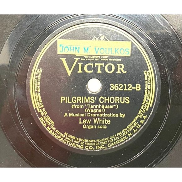Lew White The End of Perfect Day 12" Record 78RPM Victor 36212 Pilgrims Chorus - Picture 2 of 5